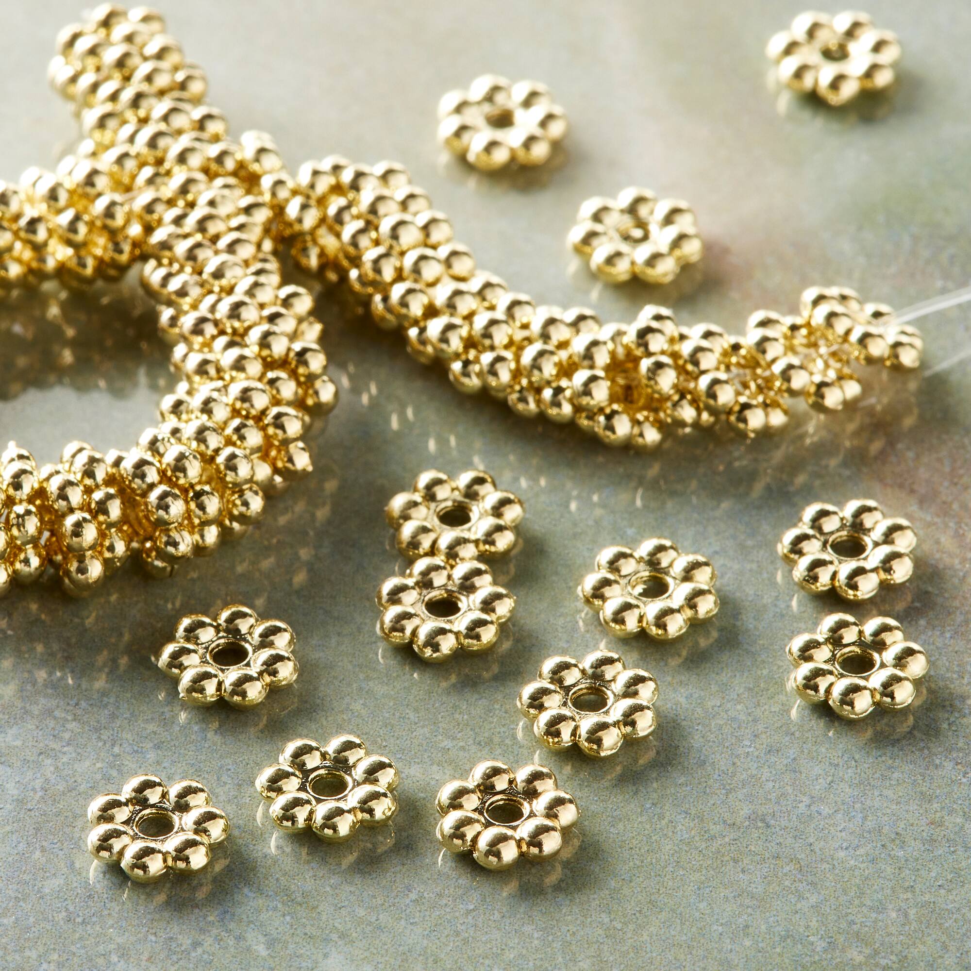 Gold Bump Metal Rondelle Beads, 8mm by Bead Landing™